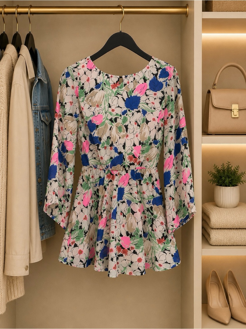 Floral Romper - Pink, Blue & Green
